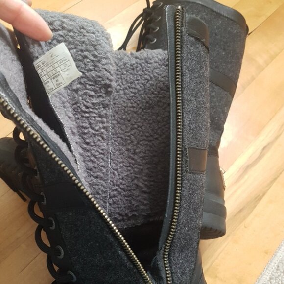 UGG Womens Leather Lace Up Elvia Waterproof Knee High Wool Lined Boots Sz 8 - Picture 10 of 15
